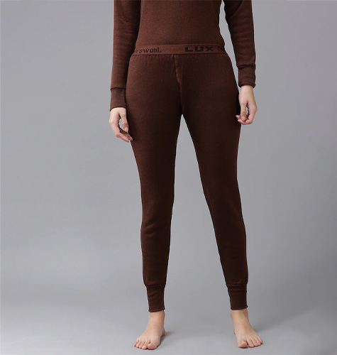 Women Brown Solid Cotton Thermal Bottom